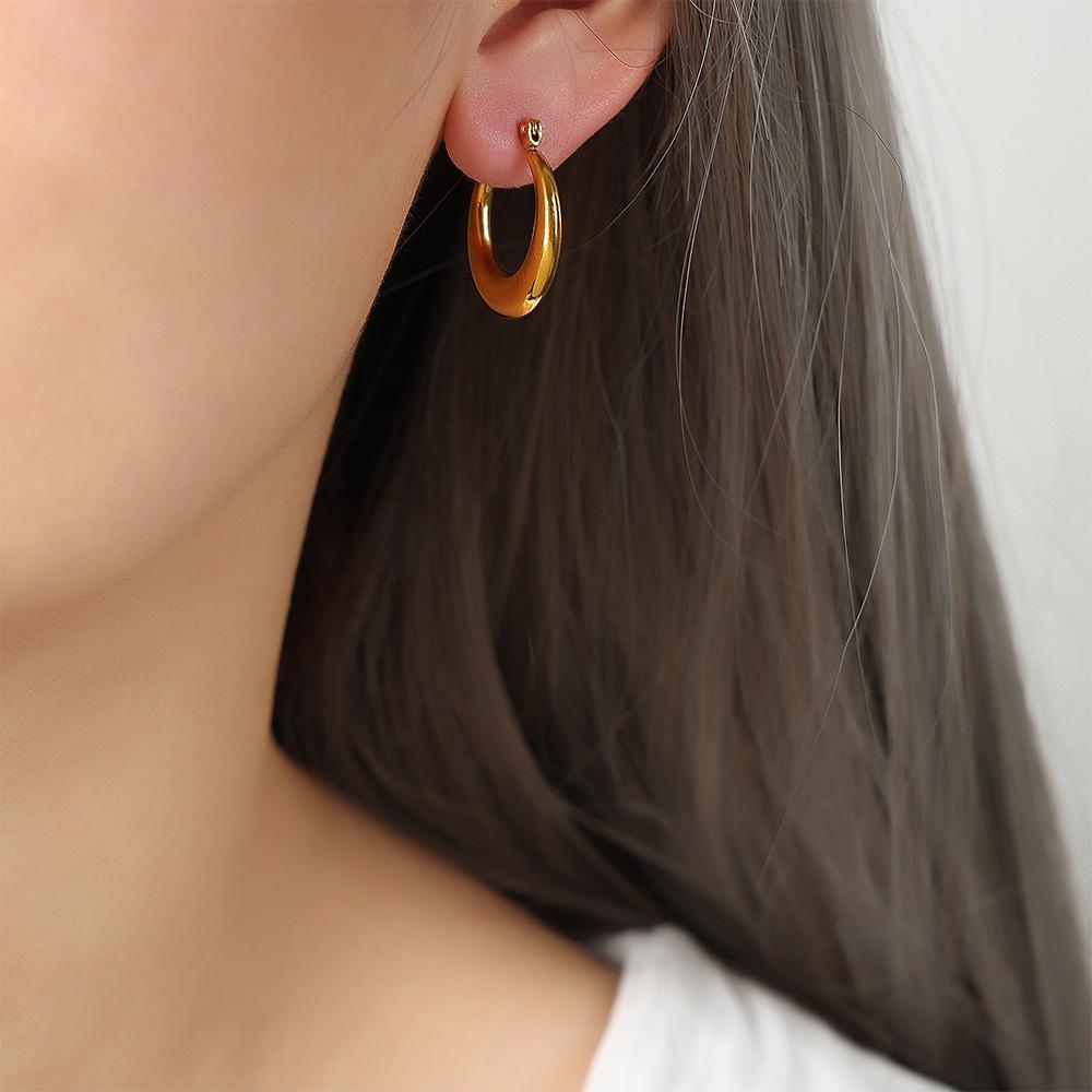 Trendy Geometric Gold-Plated Titanium Steel U-Shaped Earrings