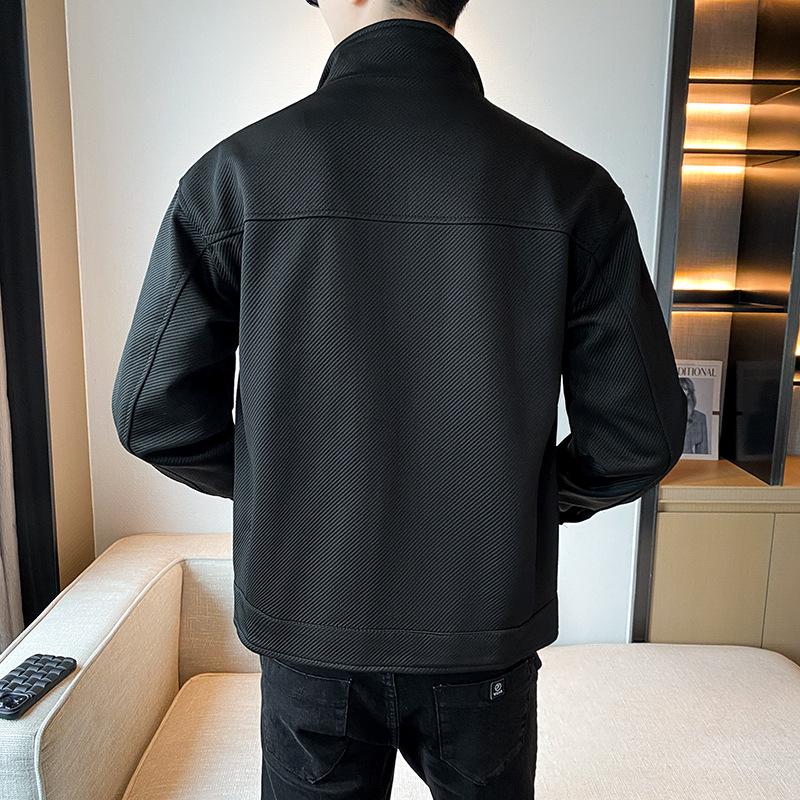 Men's coat spring and autumn new stand-up collar slim jacket trendy versatile twill casual ruffian handsome outer gown men