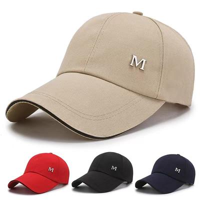 Metal Letter "M" Baseball Cap, Classic Adjustable Cotton Sun Hat for Men Women