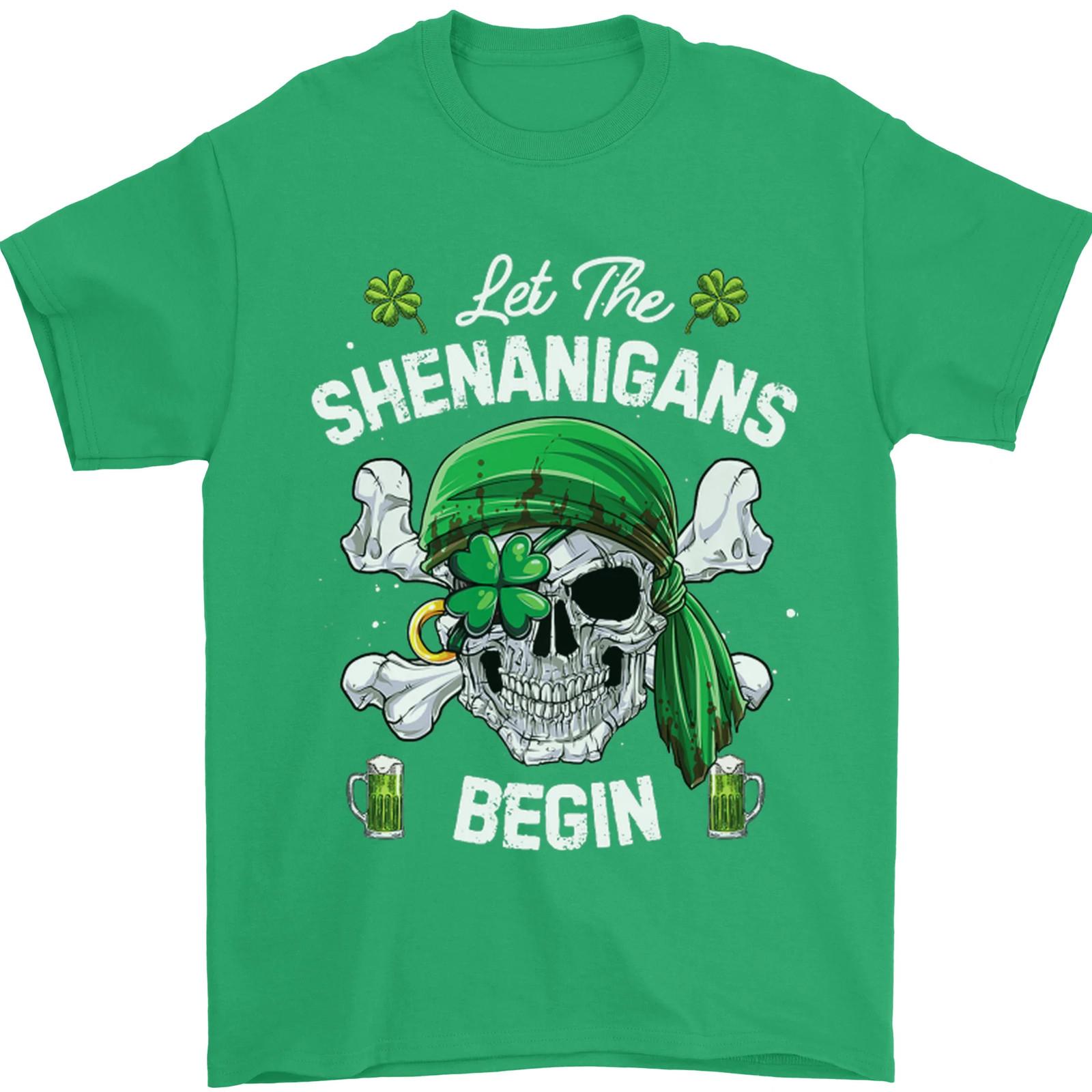 St Patricks Day Let the Shenanigans Begin Mens T-Shirt 100% Cotton XL