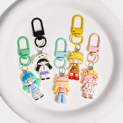 Creative Hat Girl Keychain: Cute Resin Pendant for Backpacks & DIY Decoration