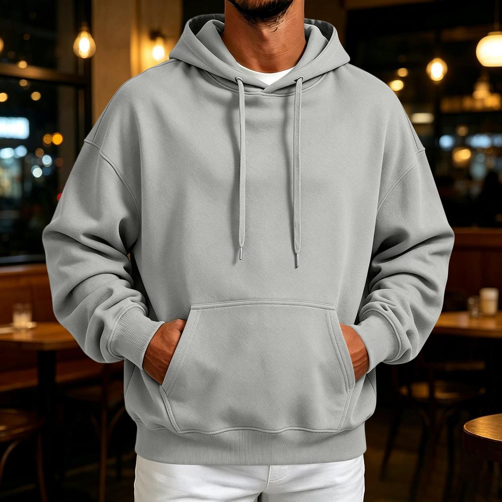 Men's Retro Hoodie Loose Fit Casual Pullover Sweatshirt for Fall Winter
