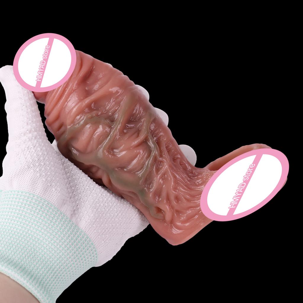 Male Dildo Sleeve Silicone Penis Sleeve with Cock Ring, Realistic Penis Enlarger Sleeve Men Penis Cover,Prolong Ejaculati (Skin)