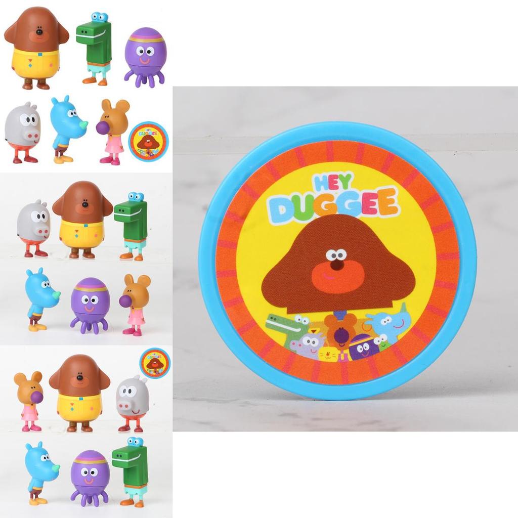 Delizioso set di 6 personaggi d'azione di Hey Duggee con distintivo, perfetto per i bambini a Natale.