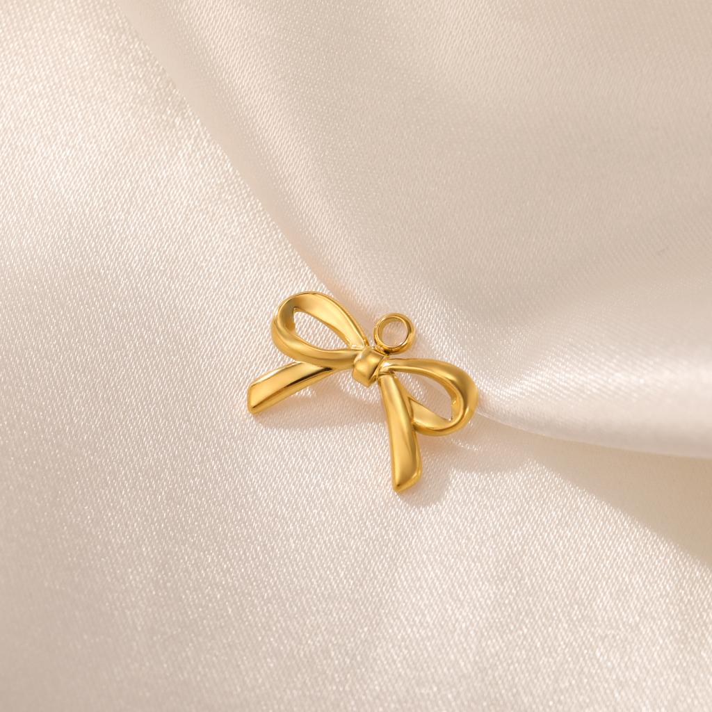 Teamer 3pcs Classic Bowknot Charms for Jewelry Necklace Earrings Making DIY Stainless Steel Gold Color Pendant Wholesale No Rust
