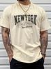 ' New York' Creative Print Men's Casual T-Shirt, Summer Fashion Crew Neck Short Sleeve Top, Modern Streetwear Style For Men