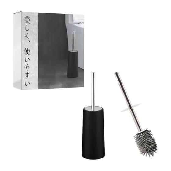ideamall Toilet Cleaning Toilet Brush Toilet Cleaning Tools Cleaning Supplies Stylish Compact Black (Silicone Brush)