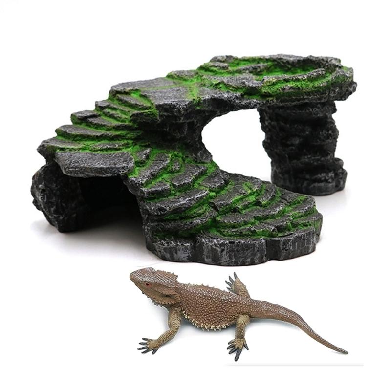 Turtle Basking Platform Resin Hide Cave Reptiles Decors Mini Island for Tanks Turtle Basking&Floating Platform