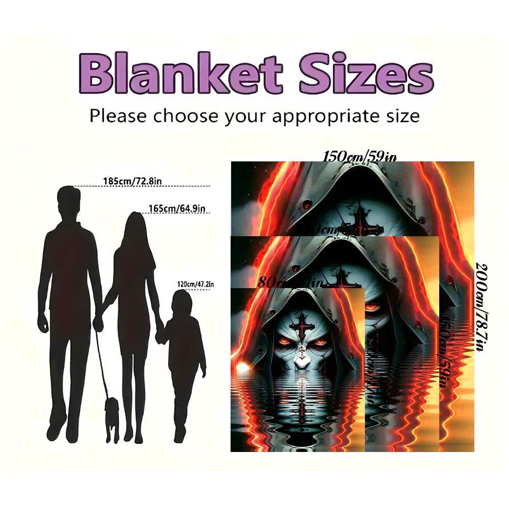 Gothic Hooded Figure with Cross Face Mask Art Print PosterBlanket Flannel Throw Blanket for Sofa, Bed, Travel, Camping, Office