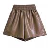 2023 Herbst/Winter High-Waist PU-Leder Weite Bein Shorts - Koreanischer Casual Style