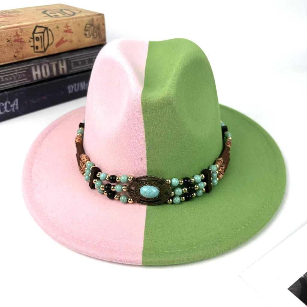 European And American Top Hat Women'S Literary And Retro Ethnic Style Jazz Hat Retro Decorative Lace-Up Men'S Denim Hat