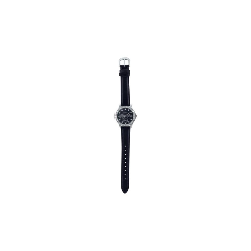Casio SHEEN series 50 meters waterproof, quartz movement, leather strap, Japanese and Korean watch, same style for men and women, black SHE-3517L-1A