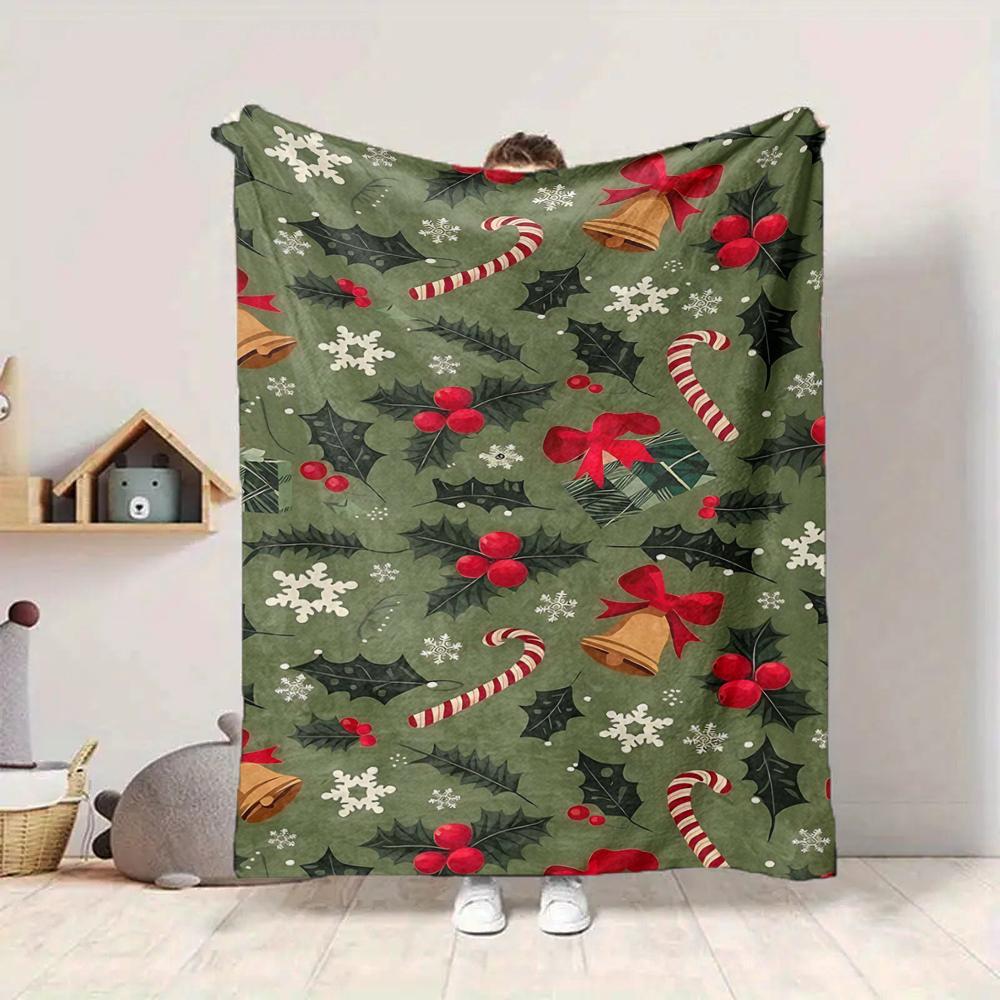 1Pc Christmas Santa Bunnies Blanket Soft And Comfortable Casual Warm Camping Travel Christmas Halloween Gift M91725