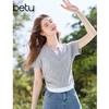 Betu Women's Color-Block Drawstring Slim-Fit Short Sleeve T-Shirt