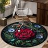 Roses And Berries Design round carpet Chair cushion Round Entryway Rug, Soft Round Rugs for Living Room, Bedroom, Circle Carpet decor gifts