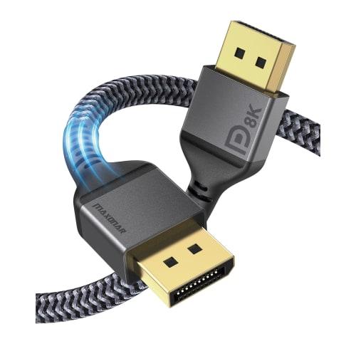 

Кабель Maxonar DisplayPort 1.4 3 м [сертифицирован VESA] 8K DP игровой кабель DisplayPort 32,4 Гбит/с высокоскоростной Совместимость с 240 Гц HDR/HBR3/DSC 1.2/HDCP2.2
