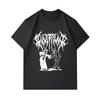 Men's 100% Cotton Crew Neck Short Sleeve T-Shirt, Spiky Black Metal Style Ghost Clown Skeleton Print Casual Streetwear Tee for Daily Wear