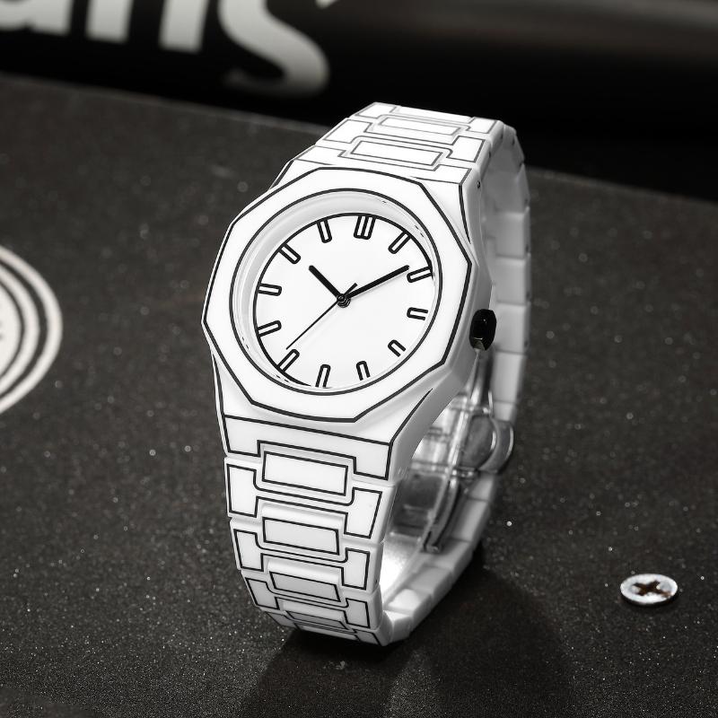 Moderne Minimalistisk Skissering Kreativ Sportsklokke Fritid Enkelt Design Vanntett Silikonrem Kvarts Armbåndsur Klokke Gaver