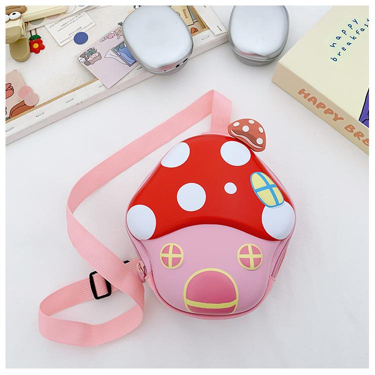 School Bag Cute Little Mushroom Breast Bag Casual Change Bag Cartoon Hard Shell Shoulder Crossbody Backpack