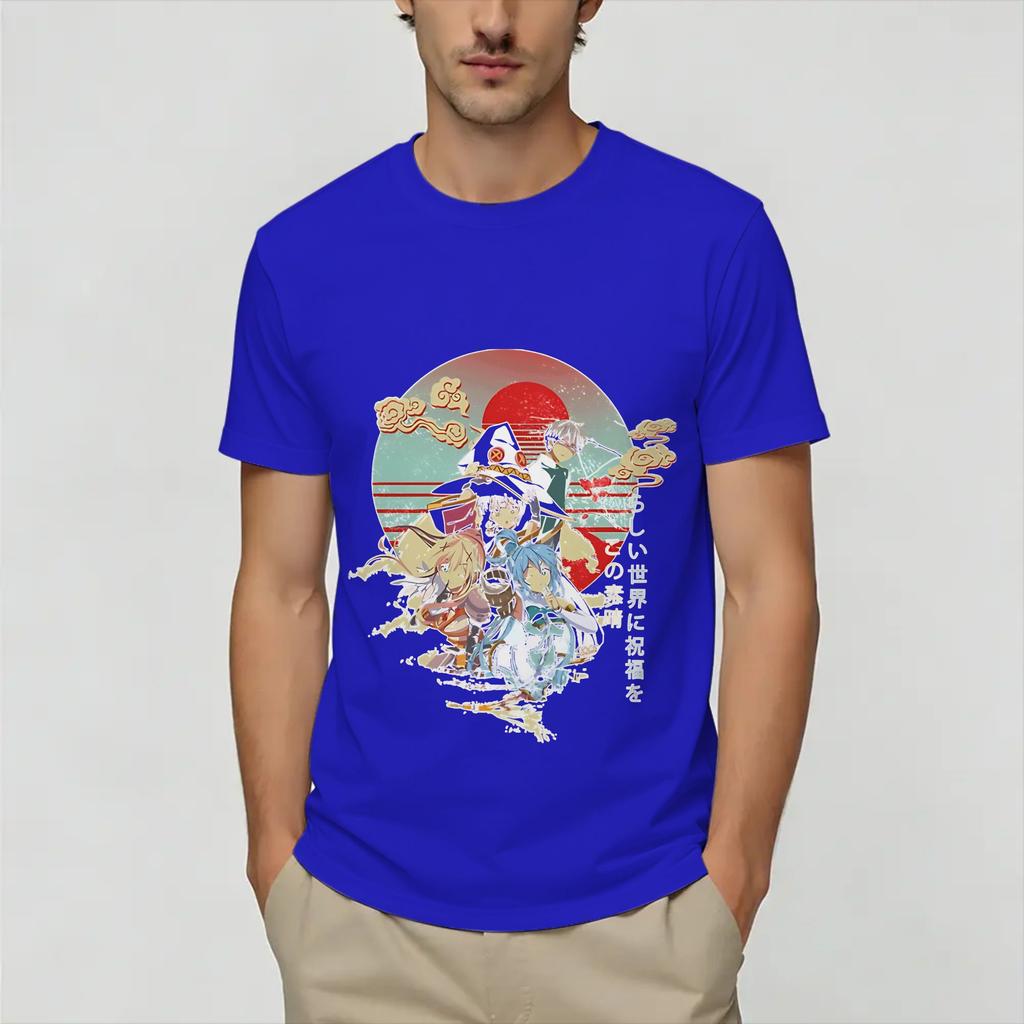 Megumin KonoSuba Reines Baumwoll-T-Shirt Für Unisex Sommer Y2K Basic T-Shirts Rundhals Trendige T-Shirts Große Größen Design Tops
