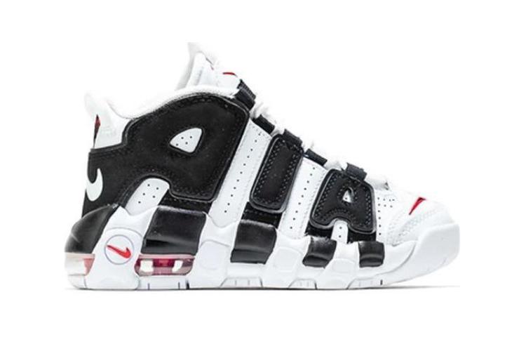 Nike Air More Uptempo Dämpfung Mittelhoch Vintage Basketballschuhe Schwarz Weiß Kinder DA9253-105