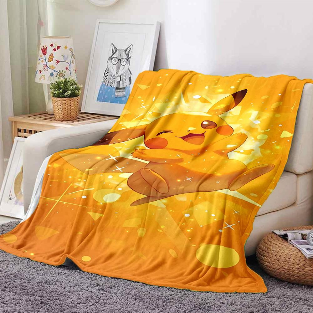 1pc Pikachu Sparkle blanket Lightweight Flannel Throw for Sofa Bed Travel Camping Livingroom Office Couch Chair