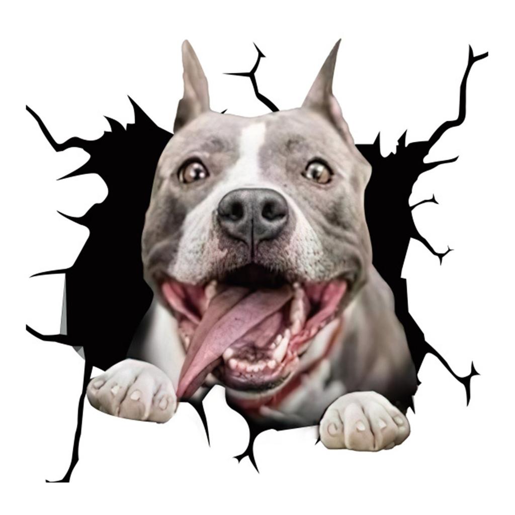 3D Dog Crack Sticker PVC Plastic Sticker Car Window Decal Laptop Funny Decals