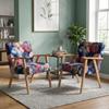 2er-Set Retro-Sessel Soler mit Veloursprints und Holzarmlehnen – Family Meble