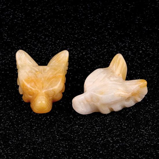 Wolf Head Stone Ornament Miniature Landscape Sculpture Crystal Texture And Polished Design Decorative Beads for DIY Bracelets