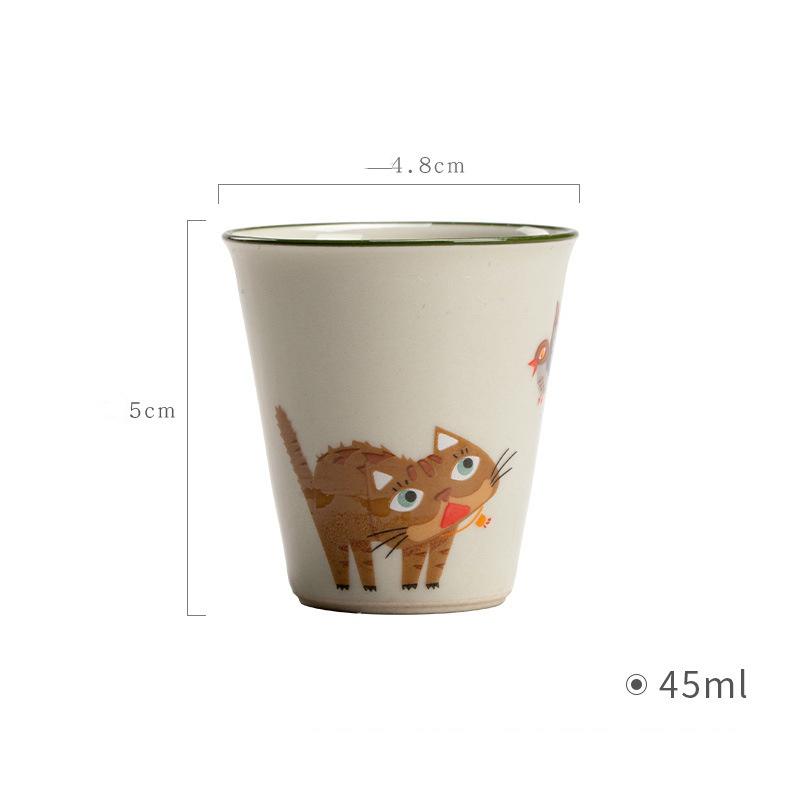 Cartoon Cute Cat Ceramic Kung Fu Teacup Japanese Tea Cup 45ML Porcelain Espresso Cup Coffee Mug