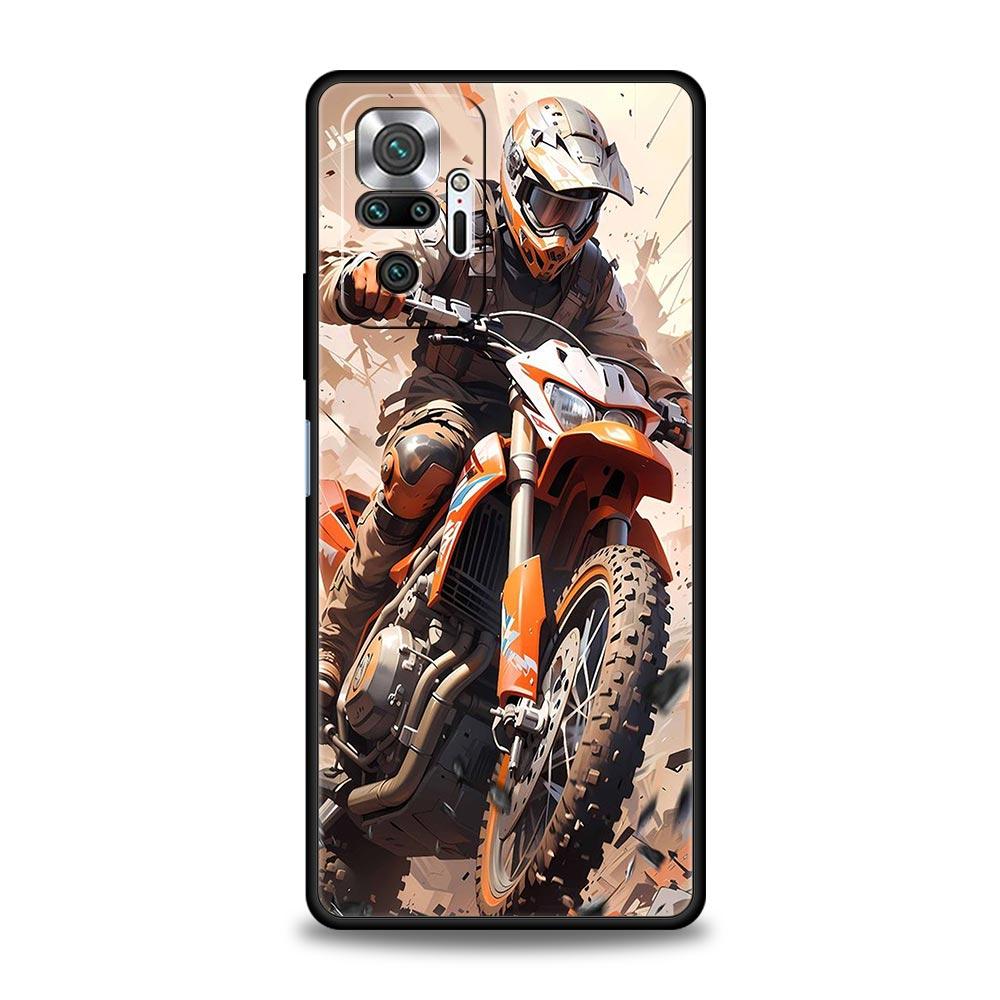 Moto Cross Motorcycle Sports Phone Case For Xiaomi Redmi Note 14 13 5G 10 11 12 Pro Plus 4G 14C 13C 12C 10C Black Cover