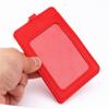 Two-sided Badge Cover PU Leather ID Sleeve Badge Holder Card Case Card Clips