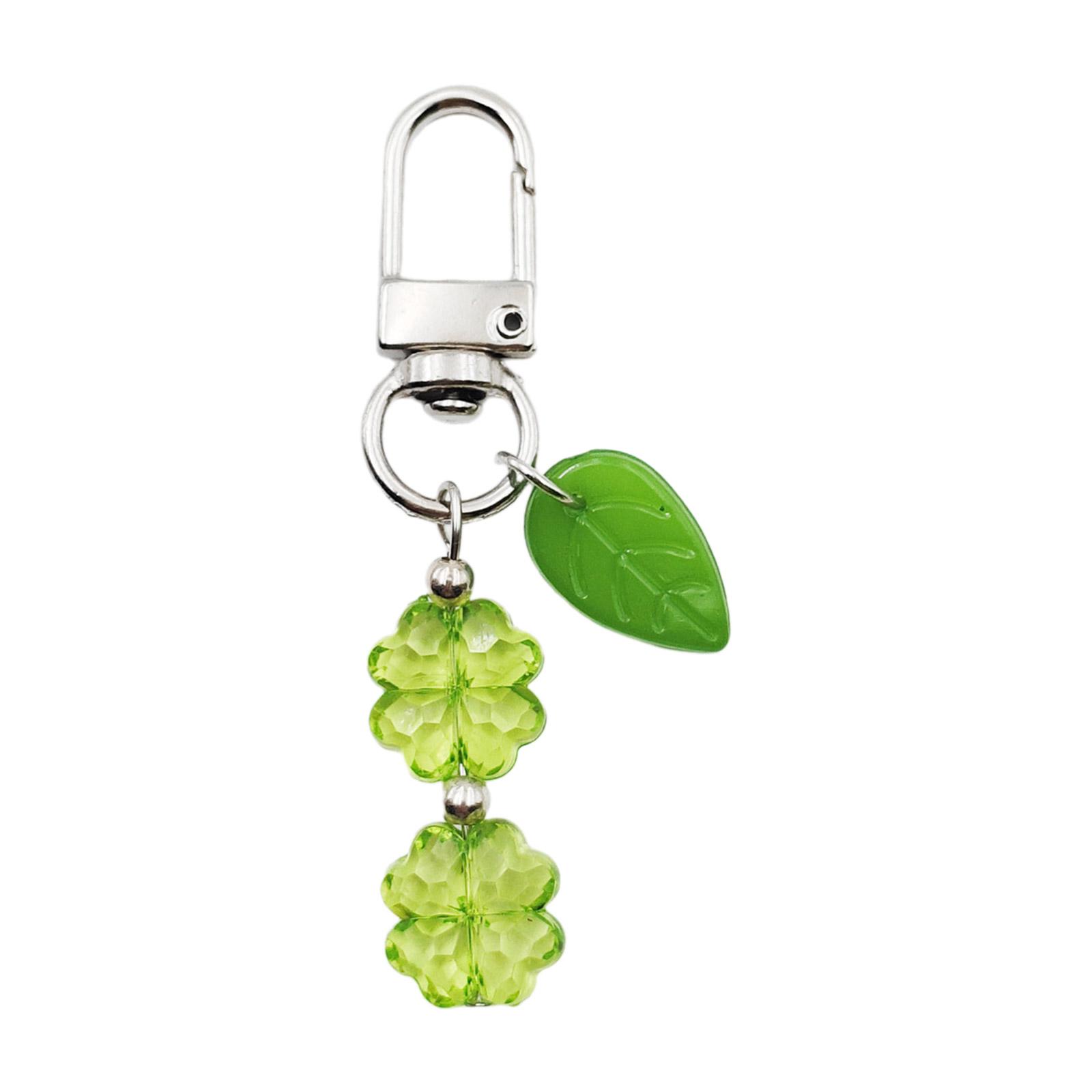 

Acrylic Four Leaf Keychain Lovely Decorations Keyring Ornament Backpack Handbag Charm Pendant Gift for Girls Women зелёный