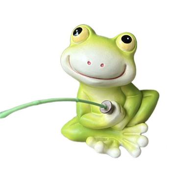 Cartoon Frogs Fishing Garden Sculpture Weather Resistant Resins Craft Figurine for Patios Fishponds and Landscape Design