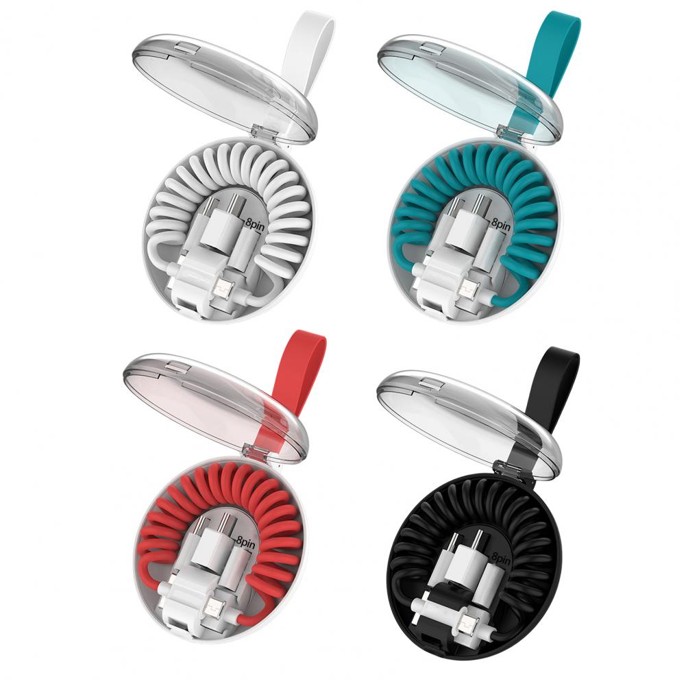 Convenient Charging Wire Anti-winding Data Cable Stretchy Data Transfer 3 In 1 Mobile Phone Charging USB Spring Wire
