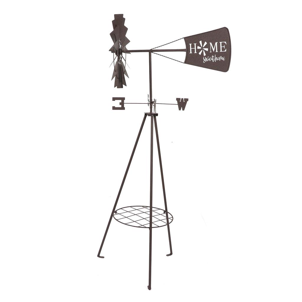 Garden Windmill Potting Rack Multifunctional Rotating Iron Floor Windmill Plants Shelf Dual Use