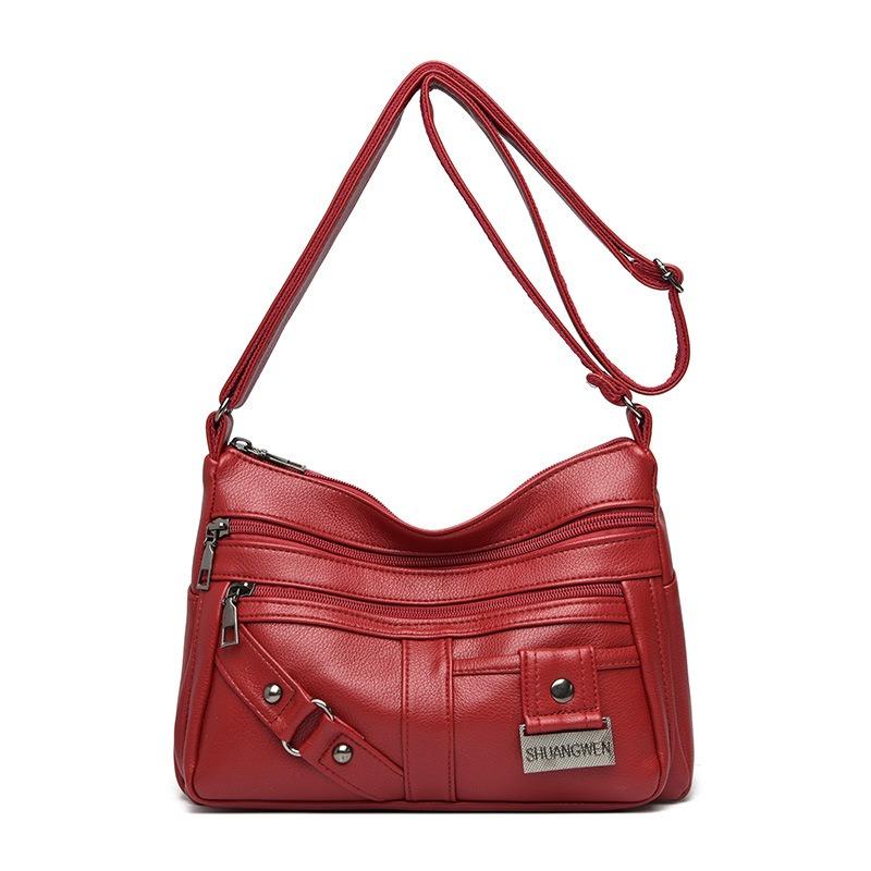Soft Leather Large Capacity Multi Compartment Shoulder Bag