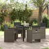 VidaXL 5-piece Garden Dining Set with Grey Poly Rattan Cushions 3379948