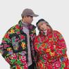Men's Winter Peony Cotton Jacket - Large Size, Festive National Trend Coat