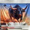 Großformatiges Dramatisches Stier Wandteppich Wandbehang Kunstwerk für Man Cave Rustikales Dekor Rinderdruck Heimdekor Geschenk