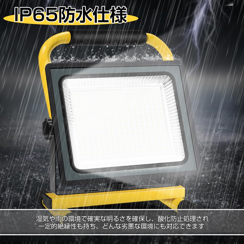 shineshare LED Floodlight Work Light, 200W, Large Capacity, USB Rechargeable, Portable, High Brightness, Daylight Color, RedBlue Flashing, IP65