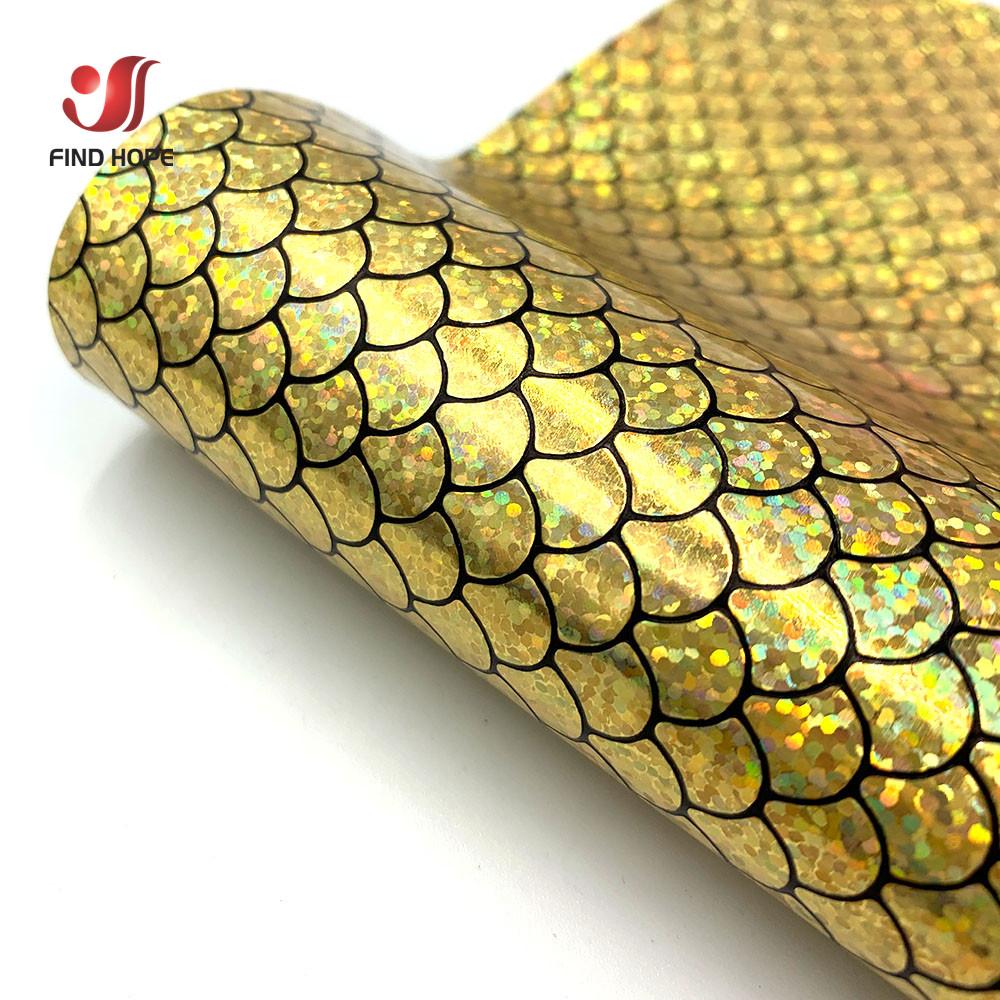 Holographic Iridescent Sparkle Mermaid Scale PU Faux Leatherette Fabric Foil DIY Bow Bags Craft Making Earring Handmade