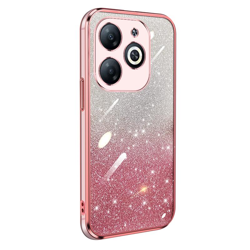 KEYSION Luxury Plating Glitter Phone Case forTECNO Spark Go 2024 20 20C Transparent Soft TPU Shockproof Cover for Tecno Pop 8