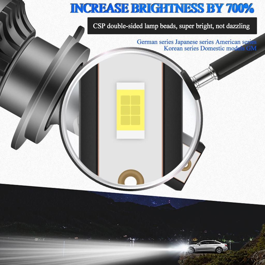 2PCS H4 H7 LED Headlight 20000LM CSP Chip LED H1 H11 H8 H9 9005 9006 HB3 HB4 120W 6000K Auto Fog Light Headlights Universal
