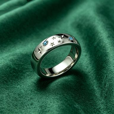 European and American style personalized fashion smooth star diamond ring temperament versatile high sense fashionable ring