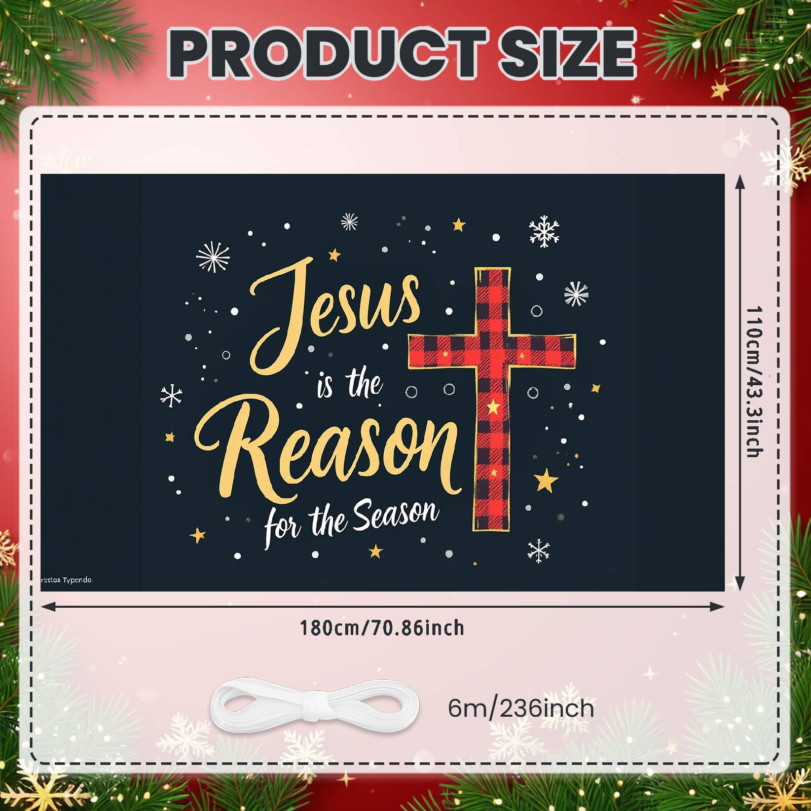 Рождественский фон Рождественский баннер-крест Христианский дисплей Украшение снежинками Христианский фон для религиозного собрания