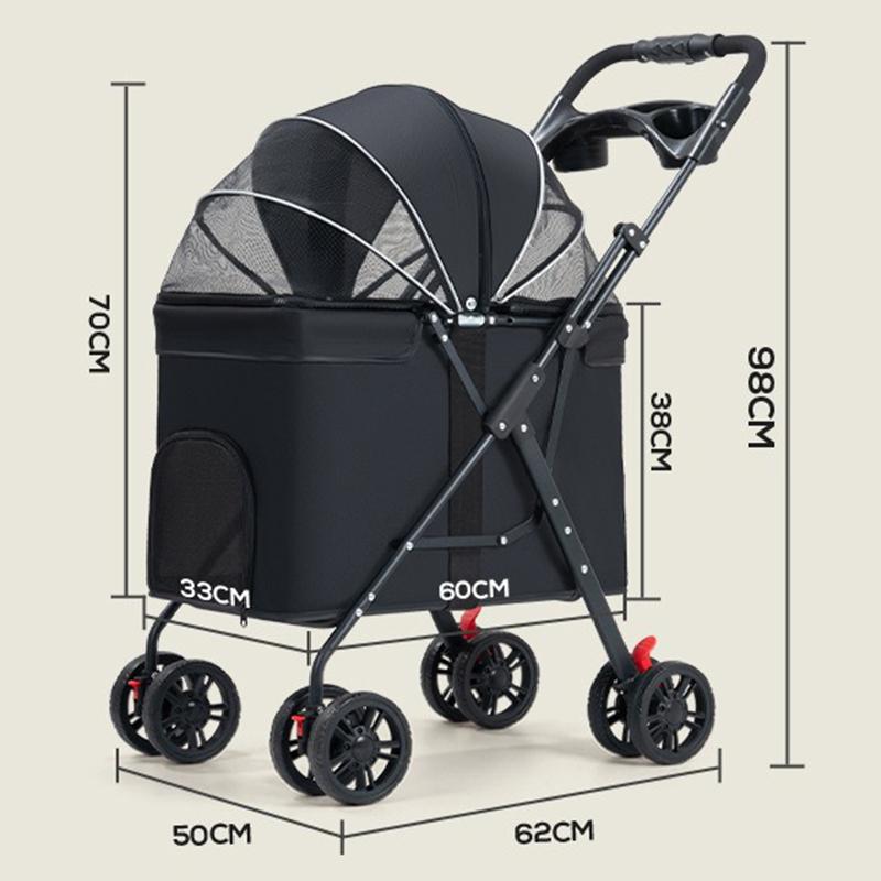 

Outdoor Large Foldable Dog Pet Stroller Teddy Medium Luxury Dog Strollers Lightweight Cat Trolley with Wheel Pets Products чёрный
