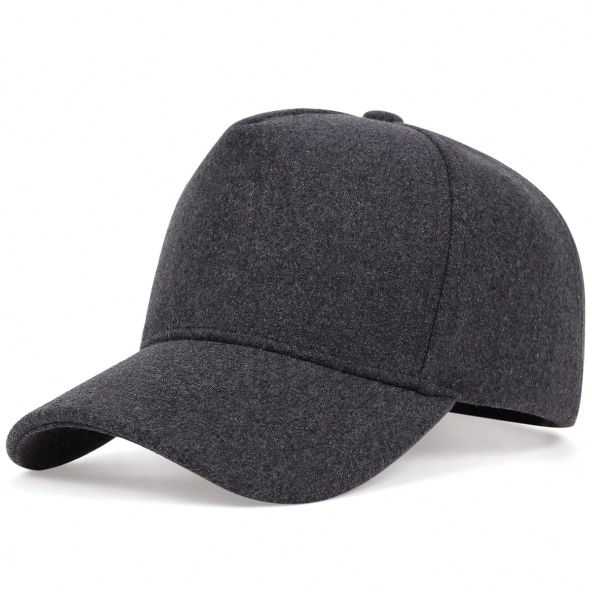 

Мужская однотонная шерстяная бейсболка Женская уличная теплая шапка Регулируемые хип-хоп кепки Спортивные кепки темно серый