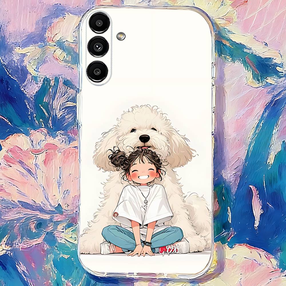 

Cute Kid Girl Dog cat Shockproof Clear Case For Samsung Galaxy S30,S25,S24,S23,S20,S21,S22,S10,5G,FE,lite,PIus Cover SamsungS24