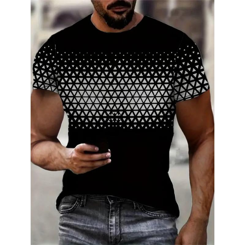 Fashion T-Shirts for Men Stripe 3D Printing Tops T-Shirt Crew Neck Short Sleeve Tee Sport Men Clothing Summer Oversize T-Shirts